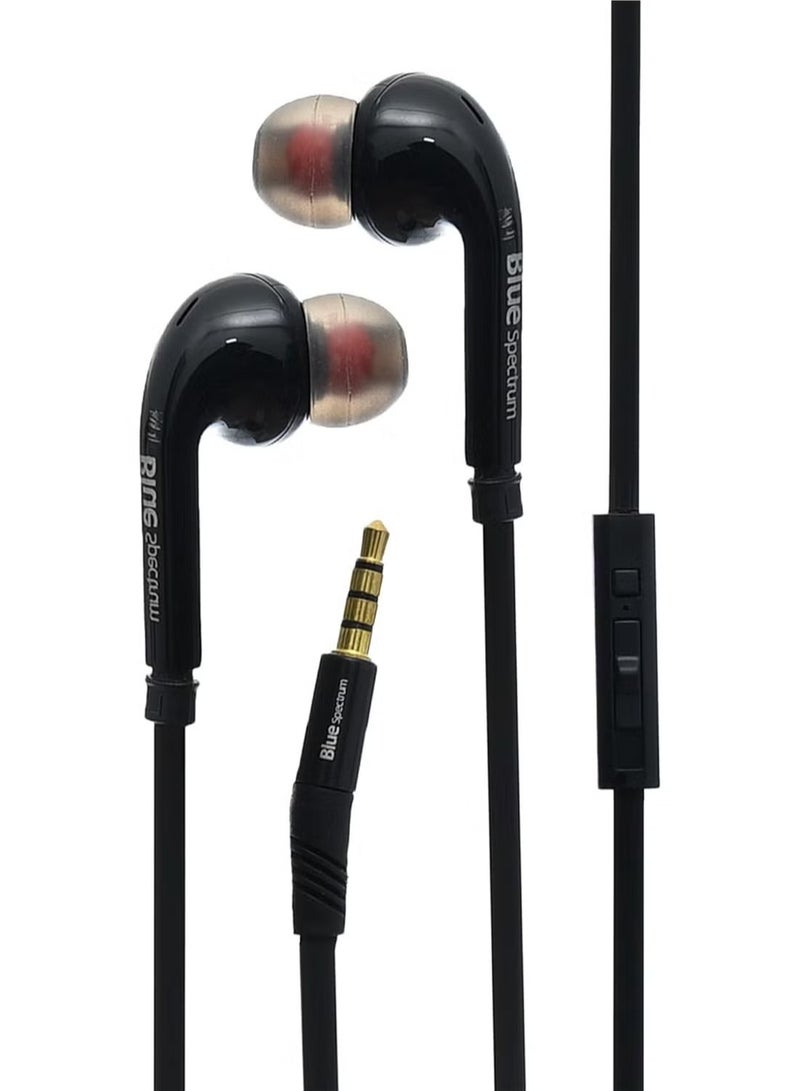 Blue Spectrum F-2 Aux Earphone Stereo Ergonomic Design With Earphone plug Comfortable And High Quality For Mobile Phone - Black - Image 1