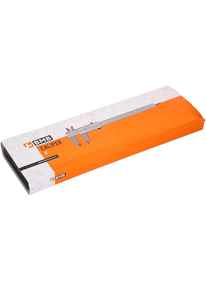 بي إم بي تولز أداة قياس الفرجار المصنوعة من الفولاذ المقاوم للصدأ عالية الجودة ومقاومة للماء مع غطاء رأس بلاستيكي فضي مقاس 8 بوصات K20210 - Image 3