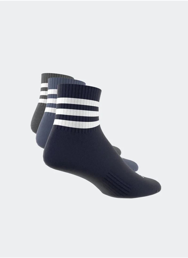 Adidas 3 Pack 3 Stripe Cushioned Socks
