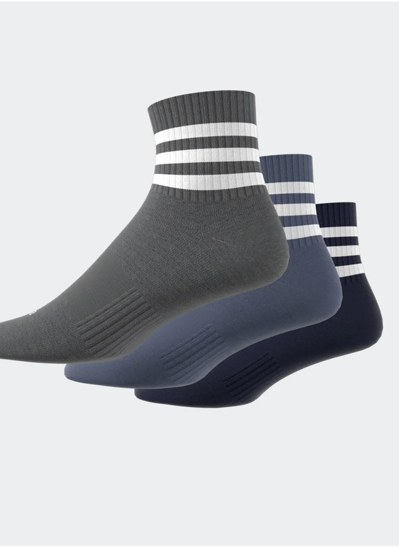 Adidas 3 Pack 3 Stripe Cushioned Socks