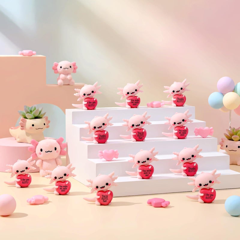Kathfly 30 Pcs Mini Rubber Positive Axolotl Figures Gifts for Employees Inspirational Desk Pet Decor for Coworker, Staff, Teachers, Teams, and Friends, Axolotl Birthday Party Favor - Image 4