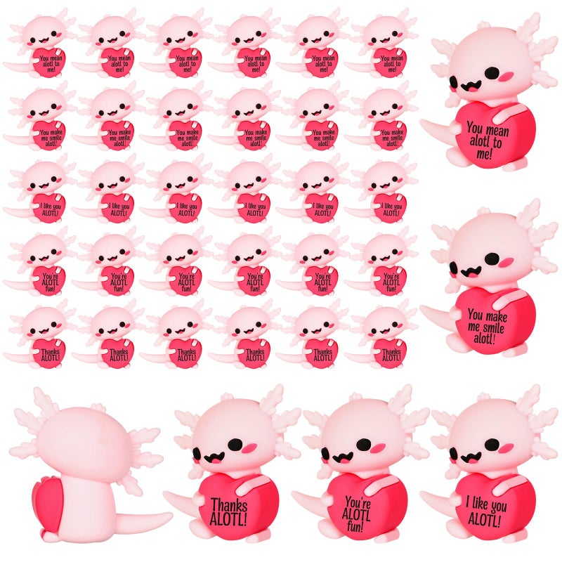Kathfly 30 Pcs Mini Rubber Positive Axolotl Figures Gifts for Employees Inspirational Desk Pet Decor for Coworker, Staff, Teachers, Teams, and Friends, Axolotl Birthday Party Favor - Image 1