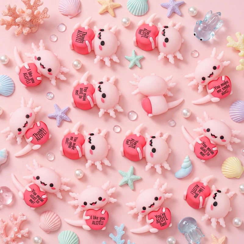 Kathfly 30 Pcs Mini Rubber Positive Axolotl Figures Gifts for Employees Inspirational Desk Pet Decor for Coworker, Staff, Teachers, Teams, and Friends, Axolotl Birthday Party Favor - Image 3