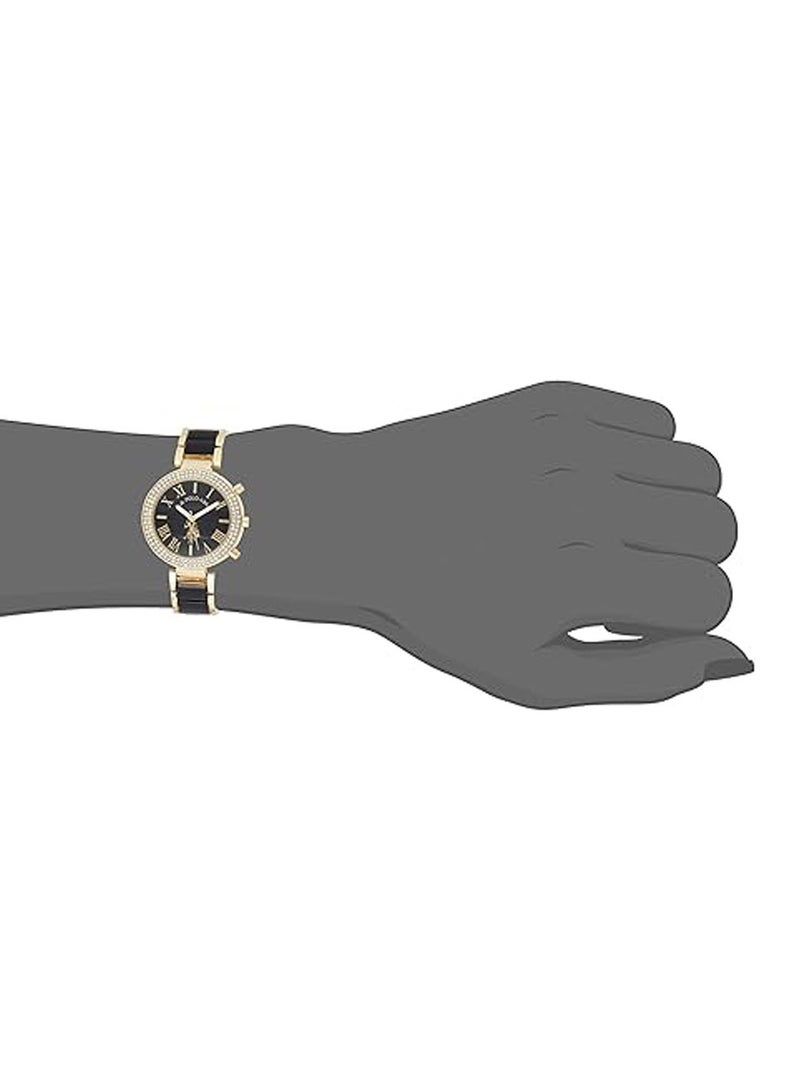 U.S. Polo Assn. U.S. Polo Assn. Women's Quartz Watch, Analog Display and Gold Plated & black Strap USC40061  - Image 3