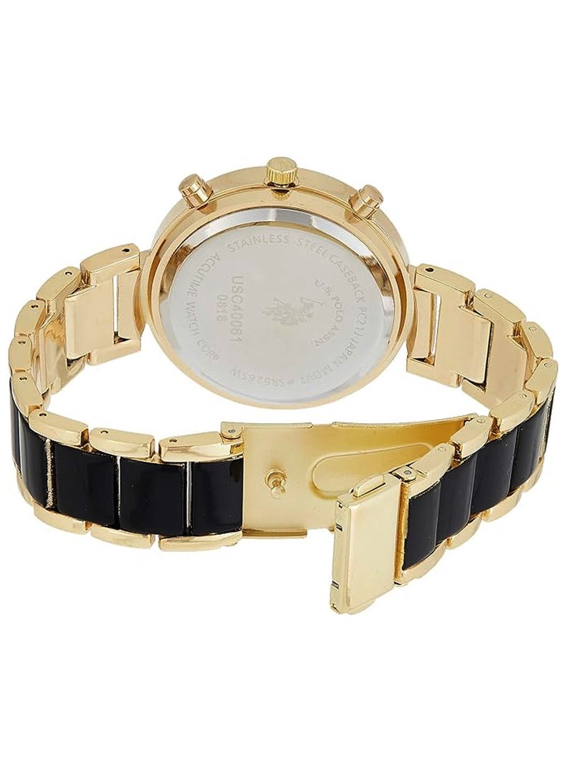 U.S. Polo Assn. U.S. Polo Assn. Women's Quartz Watch, Analog Display and Gold Plated & black Strap USC40061  - Image 2