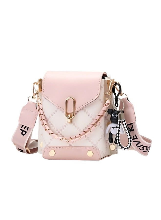 Women's Versatile Plaid Shoulder Bag, Ladies Exquisite Hanging Bucket Bag Crossbody Bag Sling Bag Side Bag Carry Bag, PU Leather Satchel Bag Phone Bag Handbag Clutch Bag for Girls/College Students - Image 1