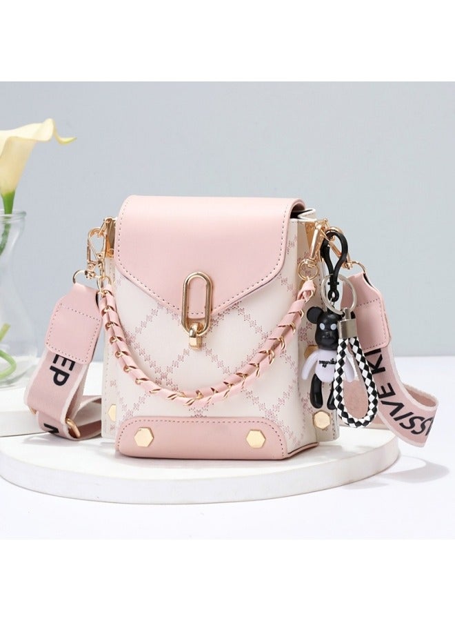 Women's Versatile Plaid Shoulder Bag, Ladies Exquisite Hanging Bucket Bag Crossbody Bag Sling Bag Side Bag Carry Bag, PU Leather Satchel Bag Phone Bag Handbag Clutch Bag for Girls/College Students - Image 3