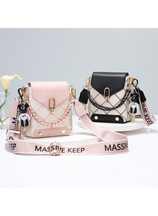 Women's Versatile Plaid Shoulder Bag, Ladies Exquisite Hanging Bucket Bag Crossbody Bag Sling Bag Side Bag Carry Bag, PU Leather Satchel Bag Phone Bag Handbag Clutch Bag for Girls/College Students - Image 5