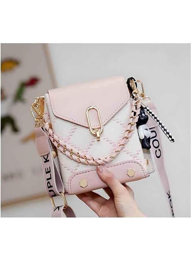 Women's Versatile Plaid Shoulder Bag, Ladies Exquisite Hanging Bucket Bag Crossbody Bag Sling Bag Side Bag Carry Bag, PU Leather Satchel Bag Phone Bag Handbag Clutch Bag for Girls/College Students - Image 2