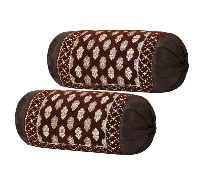 FRESH FROM LOOM 500 Tc Wrinkle Free Bolster Cover Set | 16x32 Inches | Bolster Dewan Round Pillow Covers | Bed Side Long Pillow Case | Soft and Velvet Fabric - (Coffee Ambi - Pack of 2pc) - Image 3