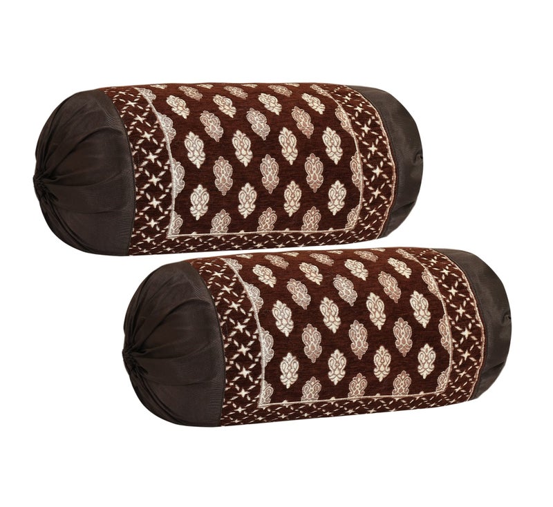 FRESH FROM LOOM 500 Tc Wrinkle Free Bolster Cover Set | 16x32 Inches | Bolster Dewan Round Pillow Covers | Bed Side Long Pillow Case | Soft and Velvet Fabric - (Coffee Ambi - Pack of 2pc) - Image 5