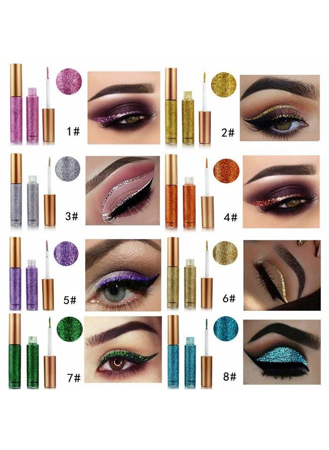 Bestland - 10 Colors Liquid Glitter Eyeliner Metallic Shimmer Glitter Eyeshadow Pigment Eyebrown Shimmer Waterproof Face Lips Art for Party Festival Makeup - Image 1