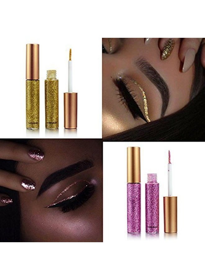 Bestland - 10 Colors Liquid Glitter Eyeliner Metallic Shimmer Glitter Eyeshadow Pigment Eyebrown Shimmer Waterproof Face Lips Art for Party Festival Makeup - Image 1