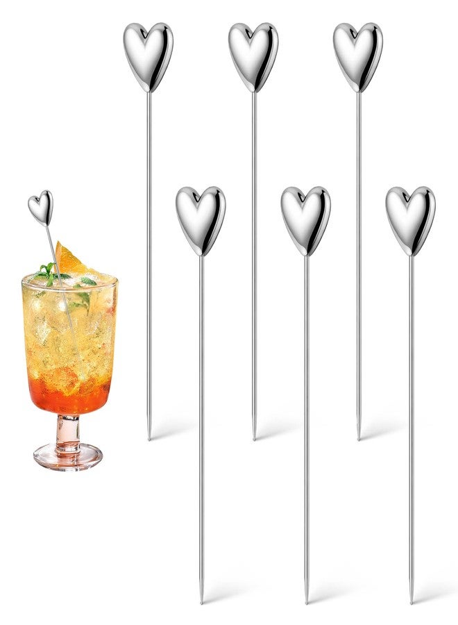 Yuomeaz 6 PCS Metal Cocktail Picks, Reusable Skewers Olive Sticks for Martinis 304 Stainless Steel Garnish Picks Cocktail Toothpicks Martini Skewers for Drink Appetizers Fruit Barbecue Bloody Mary Drinks - Image 1