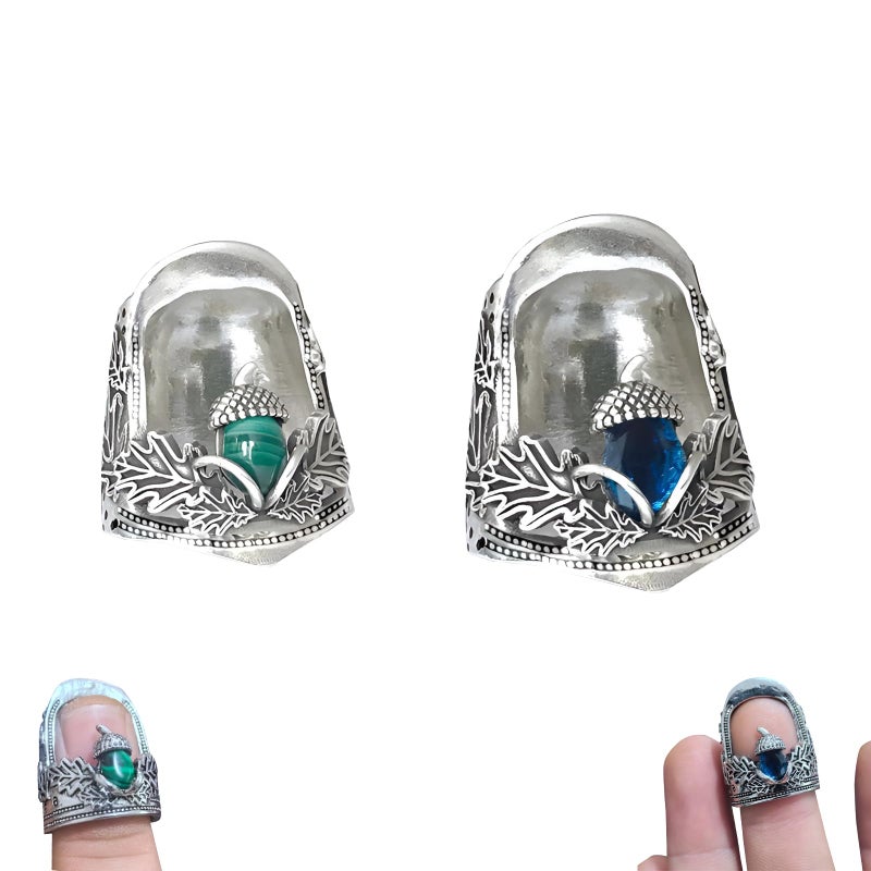 SAMIQU 2PCS Vintage Style Sewing Thimbles for Hand Sewingâ€“Open Nail Acorn Thimble Setï¼ŒMetal Finger Protectors, Thimble Ring for Quilting,Sewing, and Embroideryï¼ˆTwo Sizesï¼‰ - Image 1