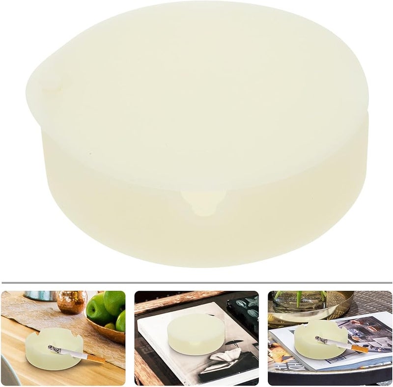 Shatterproof Glow In The Dark Silicone Ashtray With Lid Easy Clean Smokeless Desktop Holder - Image 4