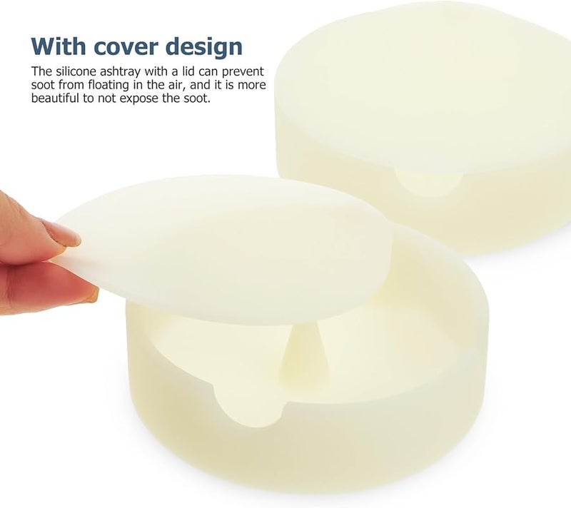 Shatterproof Glow In The Dark Silicone Ashtray With Lid Easy Clean Smokeless Desktop Holder - Image 3