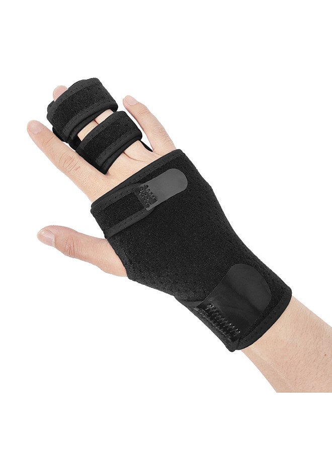 Generic Finger Guards with Removable Splint Finger Support Brace Two or Three Fingers Stabilizer Adjustable Full Finger or Hand Brace for Home Work Sleep Pain Relief Right Hand  - Image 1