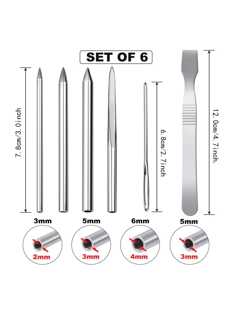 KASTWAVE - 6 Pieces Paracord Stitching Set Silvery 6 Sizes Paracord FID Lacing Stitching Needles Paracord Smoothing Tool Lacing Leathercraft Needle for Paracord - Image 1