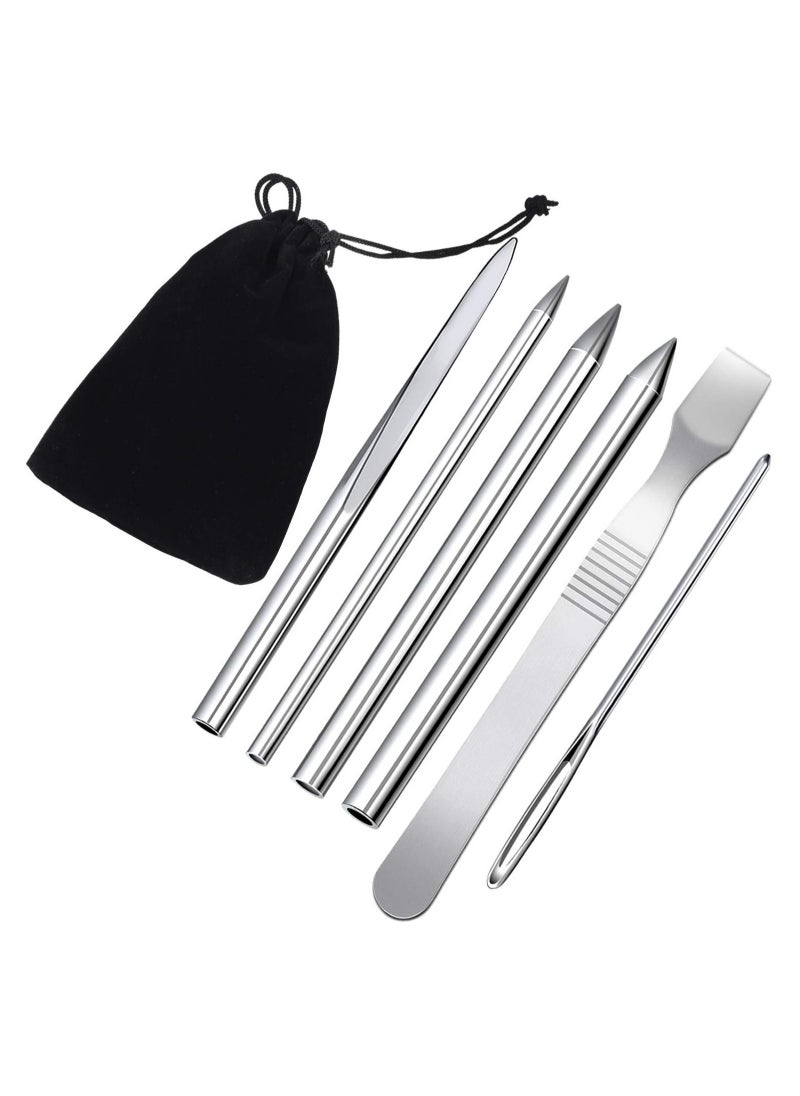 KASTWAVE - 6 Pieces Paracord Stitching Set Silvery 6 Sizes Paracord FID Lacing Stitching Needles Paracord Smoothing Tool Lacing Leathercraft Needle for Paracord - Image 1