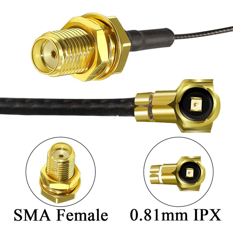 TUOLNK 5pcs 6inch SMA Female to U.fl/IPX Extension Cable SMA Female Jack Bulkhead to IPX MHF4 Pigtail WiFi Antenna Extension 0.81mm IPX Pigtail Coaxial Cable - Image 3