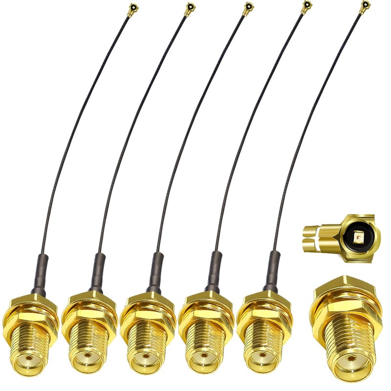 TUOLNK 5pcs 6inch SMA Female to U.fl/IPX Extension Cable SMA Female Jack Bulkhead to IPX MHF4 Pigtail WiFi Antenna Extension 0.81mm IPX Pigtail Coaxial Cable - Image 1