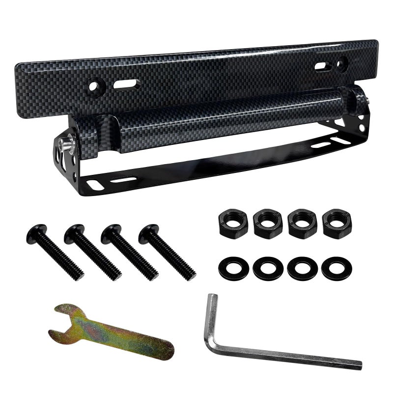 SHMZK License Plate Frame 180 Adjustable License Plate Holder with Screws Nuts Universal Carbon Fiber Look Front License Plate Mount Bracket DIY Modification Accessory - Image 3