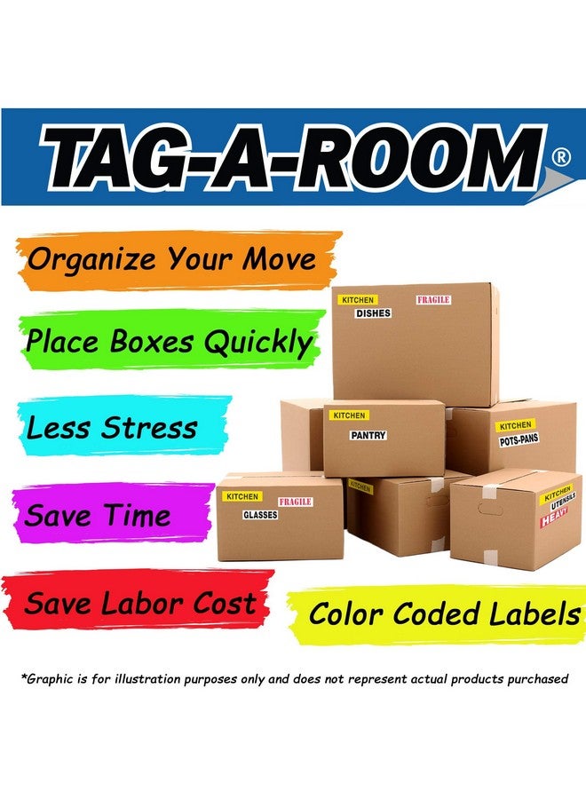Tag-A-Room Home Moving Labels Color Coded Packing Stickers (140Home) - Image 3