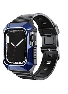 Protective Cover For Apple Watch Ultra 2 49mm PC Rugged Case Integrated TPU Watch Band(Blue)