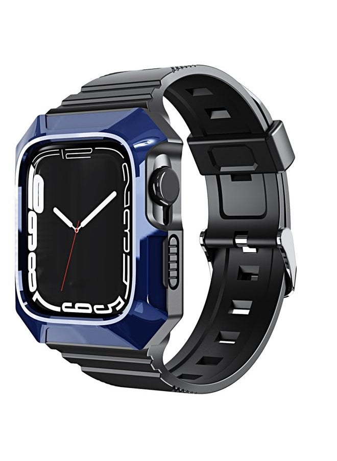 HuHa - Protective Cover For Apple Watch Ultra 2 49mm PC Rugged Case Integrated TPU Watch Band(Blue) - Image 1