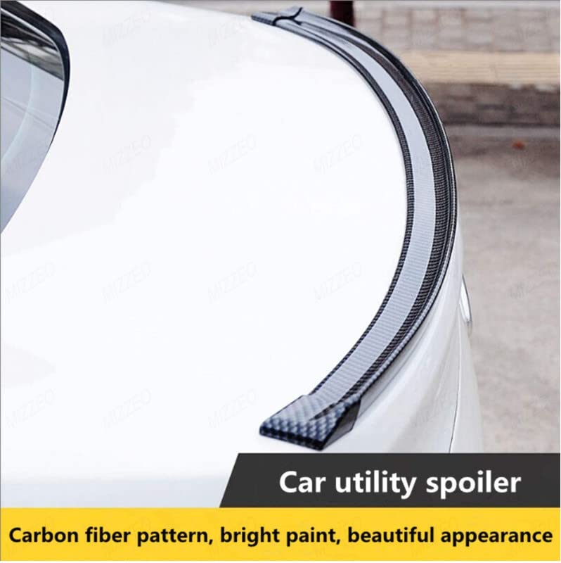 MIZZEO Fiber Trunk Spoiler Lip Punch/Drill Free (150 cm x 3.5 cm, Carbon Black) Compatible with Hyundai Grand i10 (Type-I) 2013-2018 - Image 5