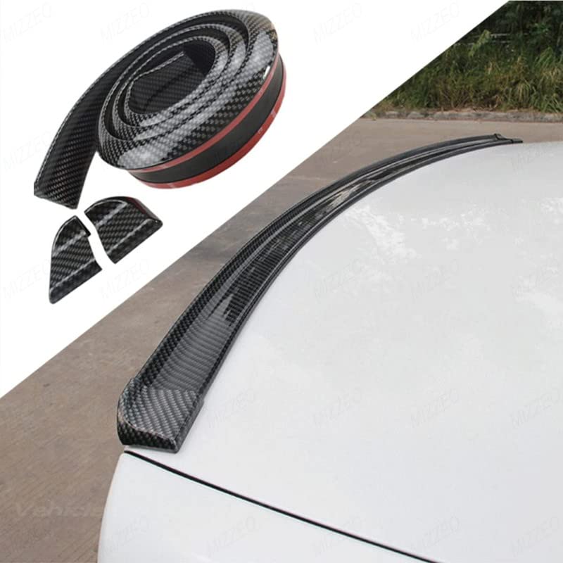 MIZZEO Fiber Trunk Spoiler Lip Punch/Drill Free (150 cm x 3.5 cm, Carbon Black) Compatible with Hyundai Grand i10 (Type-I) 2013-2018 - Image 2