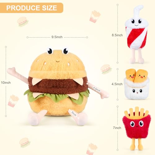 SuzziPals 4in1 Hamburger Plush Toys with Baby Plushies 4pcs Set Stuffed Animals Surprise Inside Soft Squishy Cheeseburger Pillow Plushies Decor Cuddly Stuffed Toys Gift for Kids Adults - Image 5
