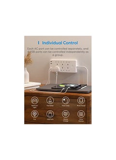 meross Meross Smart Power Strip, 6 AC Outlets and 4 USB Ports, smart extension lead alexa compatible, Compatible with Google Home, SmartThings, Timer and Voice/Remote Control, 2.4GHz WiFi  - Image 5
