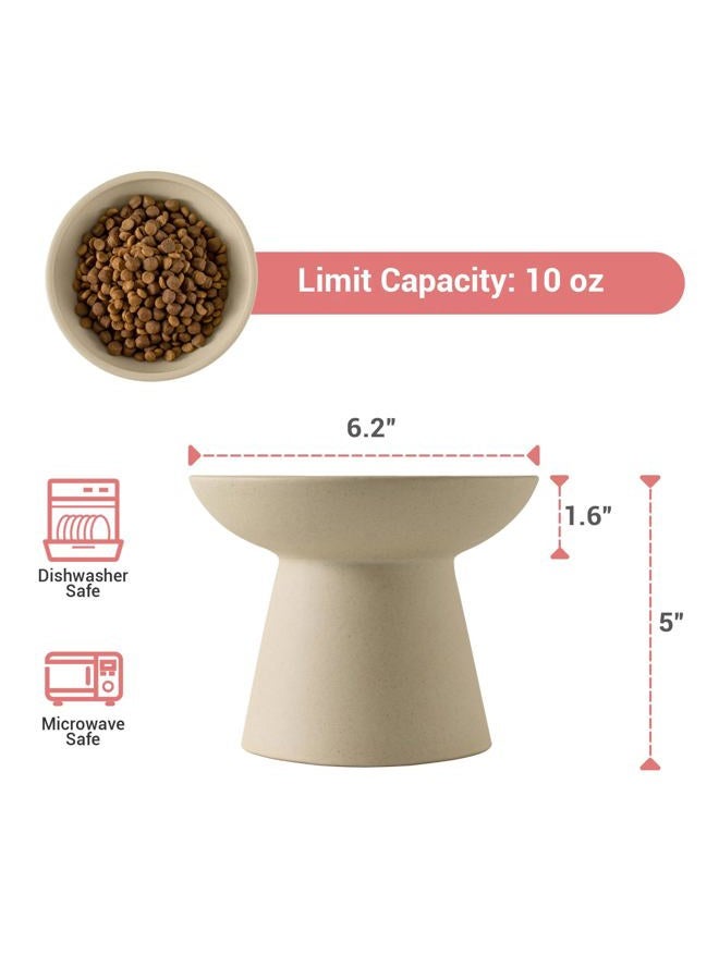 CEEFU Extra Wide Elevated Ceramic Cat Bowl - 6.2" Shallow Dish for Whisker Fatigue Relief, 5" Height for Easy Feeding, Lead & Cadmium Free, Durable Raised Cat Food Bowls, Pottery Clay (Not Glazed) - Image 2