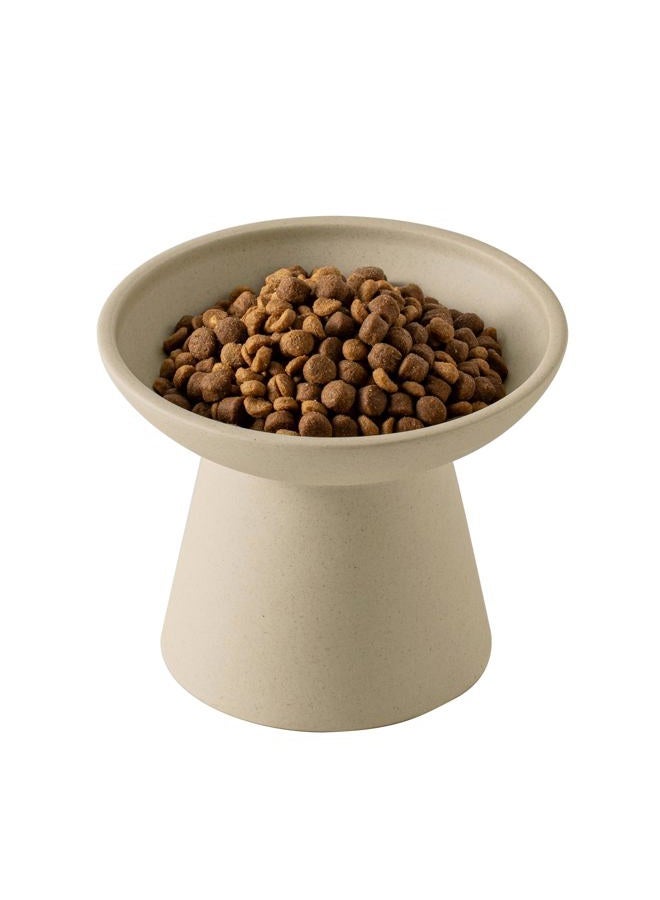 CEEFU Extra Wide Elevated Ceramic Cat Bowl - 6.2" Shallow Dish for Whisker Fatigue Relief, 5" Height for Easy Feeding, Lead & Cadmium Free, Durable Raised Cat Food Bowls, Pottery Clay (Not Glazed) - Image 1