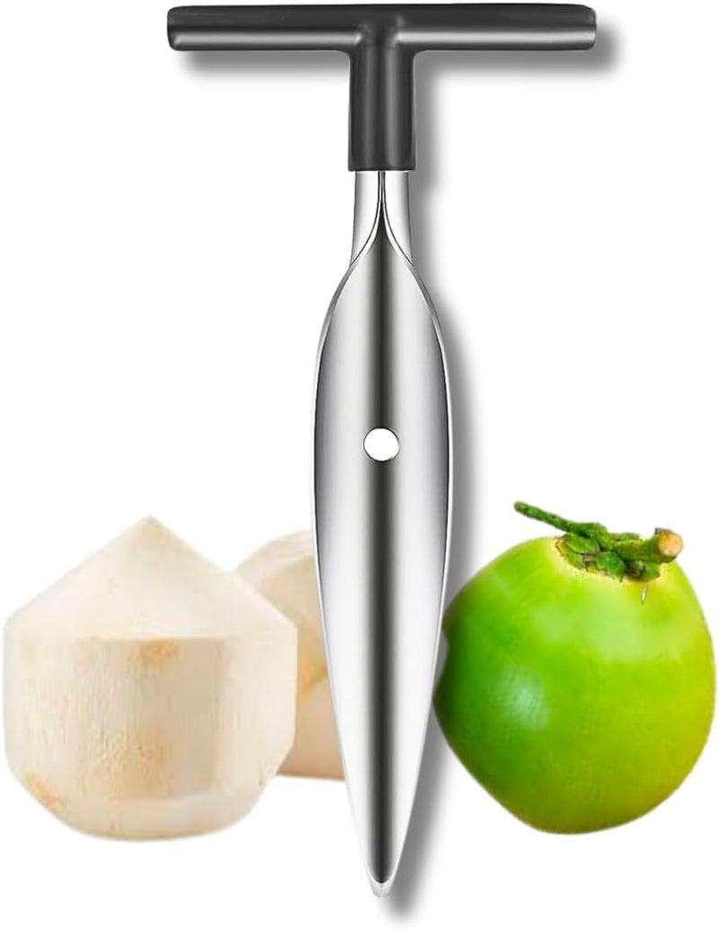 Homava Stainless Steel Coconut Opener Tool Driller Easy and Comfortable Grip Safe for Your Hands | 7.6 X 1.3 X 16.5 cm | Silver - Image 1