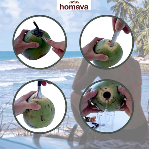 Homava Stainless Steel Coconut Opener Tool Driller Easy and Comfortable Grip Safe for Your Hands | 7.6 X 1.3 X 16.5 cm | Silver - Image 4