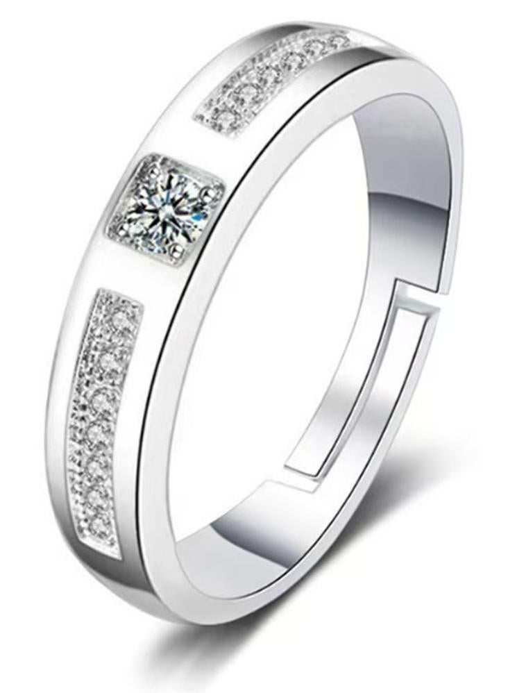 Akali Elegant White Gold Plated Silver Moissanite Ring with Brilliant Sparkle