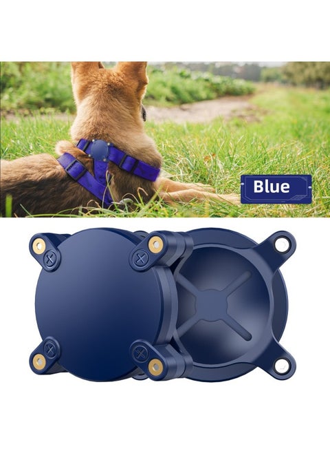 Pet Tracker AirTag Protective Case Waterproof Anti-Loss Dog Locator ABS Hard Shell IP68 Certified For Apple Accessories-Color:Blue