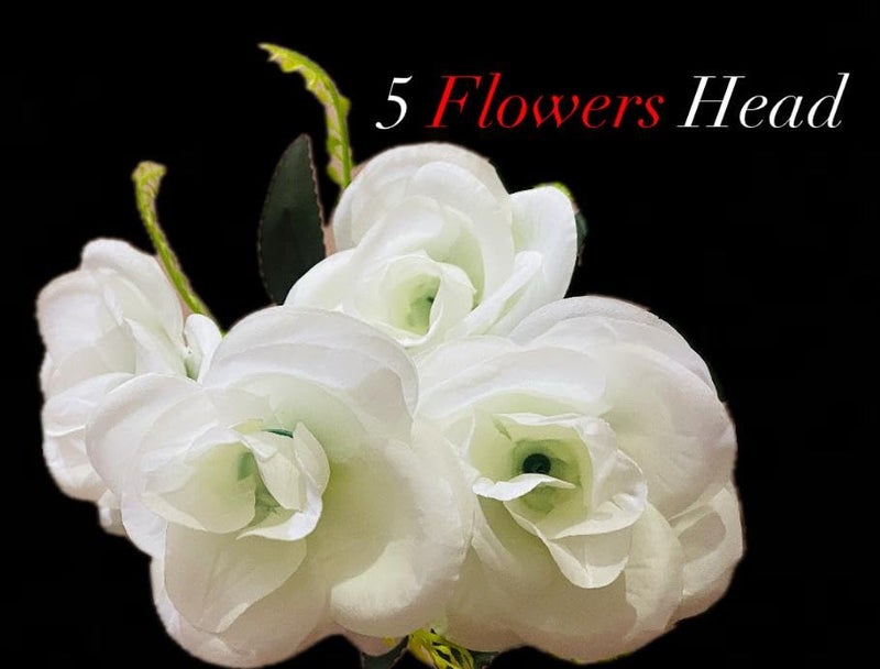 Generic Pack of 6 Artificial 5 Head of White Rose Bunch for Beautiful Homes & Office & Making a Boquet  - Image 3