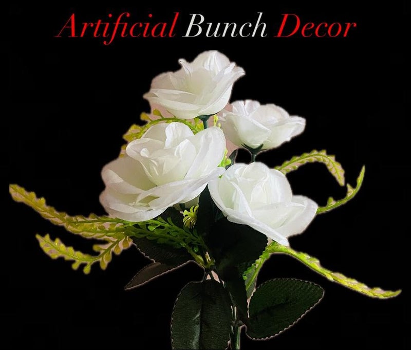Generic Pack of 6 Artificial 5 Head of White Rose Bunch for Beautiful Homes & Office & Making a Boquet  - Image 2