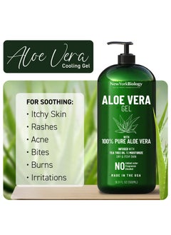 NEW YORK BIOLOGY THE ULTIMATE COSMECEUTICALS New York Biology Aloe Vera Gel for Face, Skin and Hair - Infused with Tea Tree Oil - From Fresh Aloe Vera Plant - Moisturizing Aloe Vera for Sunburn Relief and Dry Skin - 16.9 Fl Oz  - Image 4
