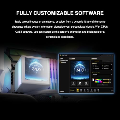 GAMDIAS CHIONE P5-360 Liquid CPU Cooler, 360mm AIO w/Customizable 3.4'' IPS LCD, Rotatable Magnetic Pump, Hidden Cable Fan (Daisy-Chained), Support PWM & ARGB MB Sync, Intel LGA 1851；AMD AM5, White - Image 4
