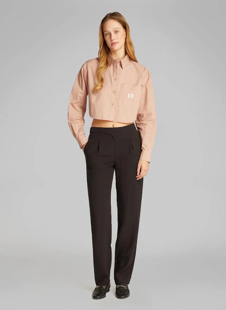 Calvin Klein Jeans Logo Detail Button Crop Down Shirt