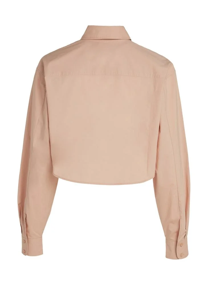 Calvin Klein Jeans Logo Detail Button Crop Down Shirt