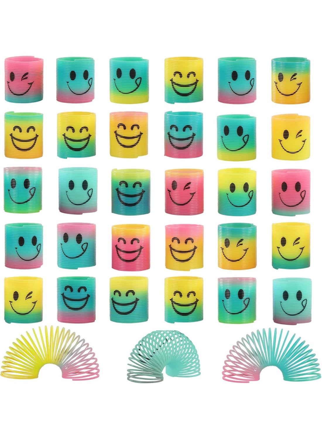 30 Pack Rainbow Magic Coil Spring Toys – Mini Fidget Stress Springs Bulk Set for Kids Party Favors, Goodie Bag Stuffers, Carnival Prizes & Return Gifts for Boys & Girls