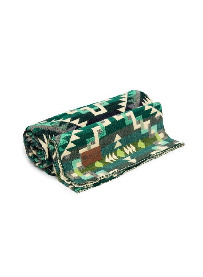 QISU Wool Blanket Throw | Large, Beautiful, Warm, Variegated, Handmade in Ecuador by Local Artisans |94″ x 78″| Ultra-Soft, Hypoallergenic & Breathable | Non-Itchy or Scratchy Fabric (Shamrock Star) - Image 1