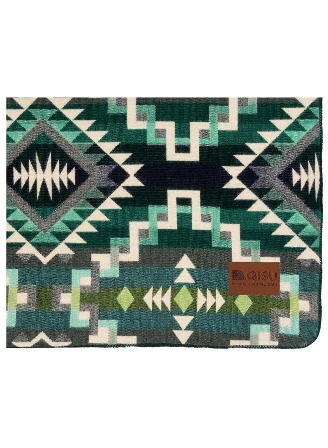 QISU Wool Blanket Throw | Large, Beautiful, Warm, Variegated, Handmade in Ecuador by Local Artisans |94″ x 78″| Ultra-Soft, Hypoallergenic & Breathable | Non-Itchy or Scratchy Fabric (Shamrock Star) - Image 4