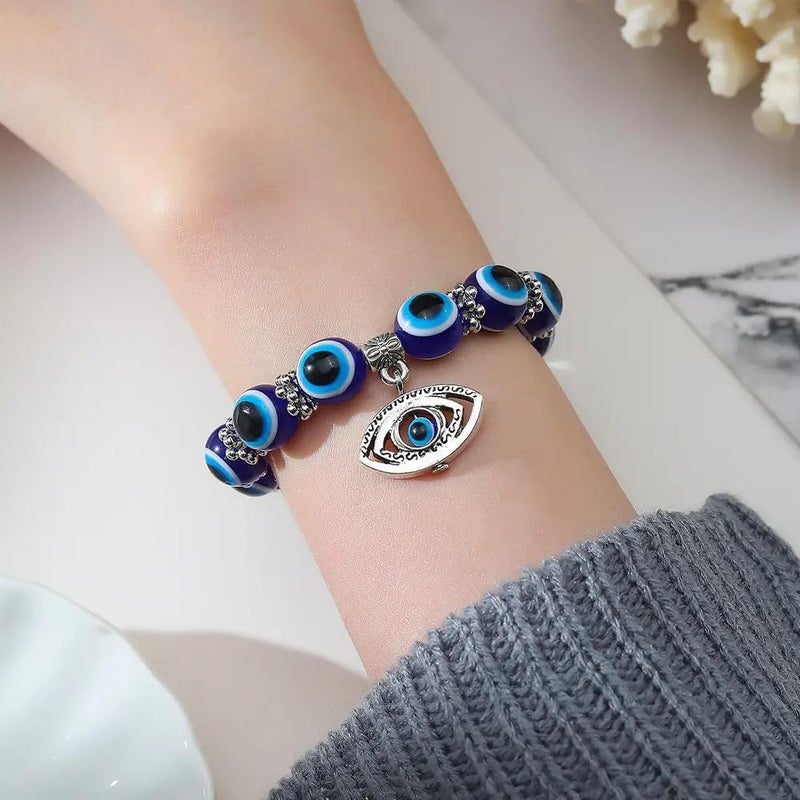 klarako Turkish Blue Eye Bracelet Demon Eye Bracelet,Evil Eye Charms for Bracelets,Evil Eye Beaded Bracelet,Evil Eye Bracelet for Women,Evil Eye Jewelry,Turkish Blue Evil Eye Beaded Bracelet (A) - Image 5